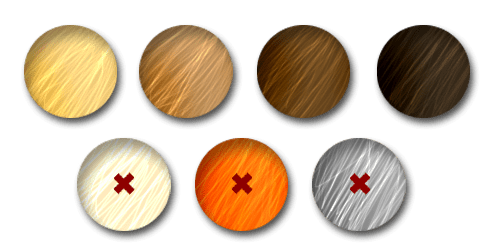 FAUSTINA hair colour suitability chart from the manual